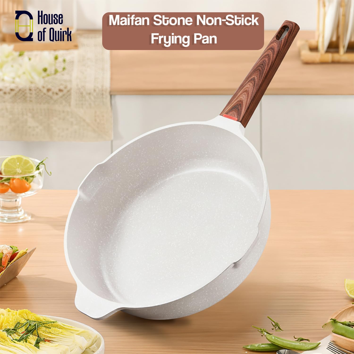 28cm Non-Stick Maifan Frying Pan 6-Layer Nonstick Coating (Granite Beige)