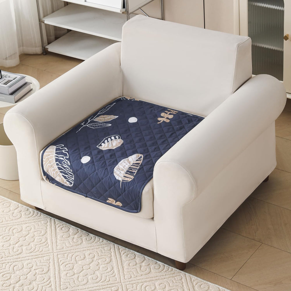 'Aura Petal Series' Quilted Sofa Mat Printed – Anti Slip (Paisley Charcoal)