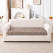 Rabbit Plush Sofa Mat Floral Design - Mocha