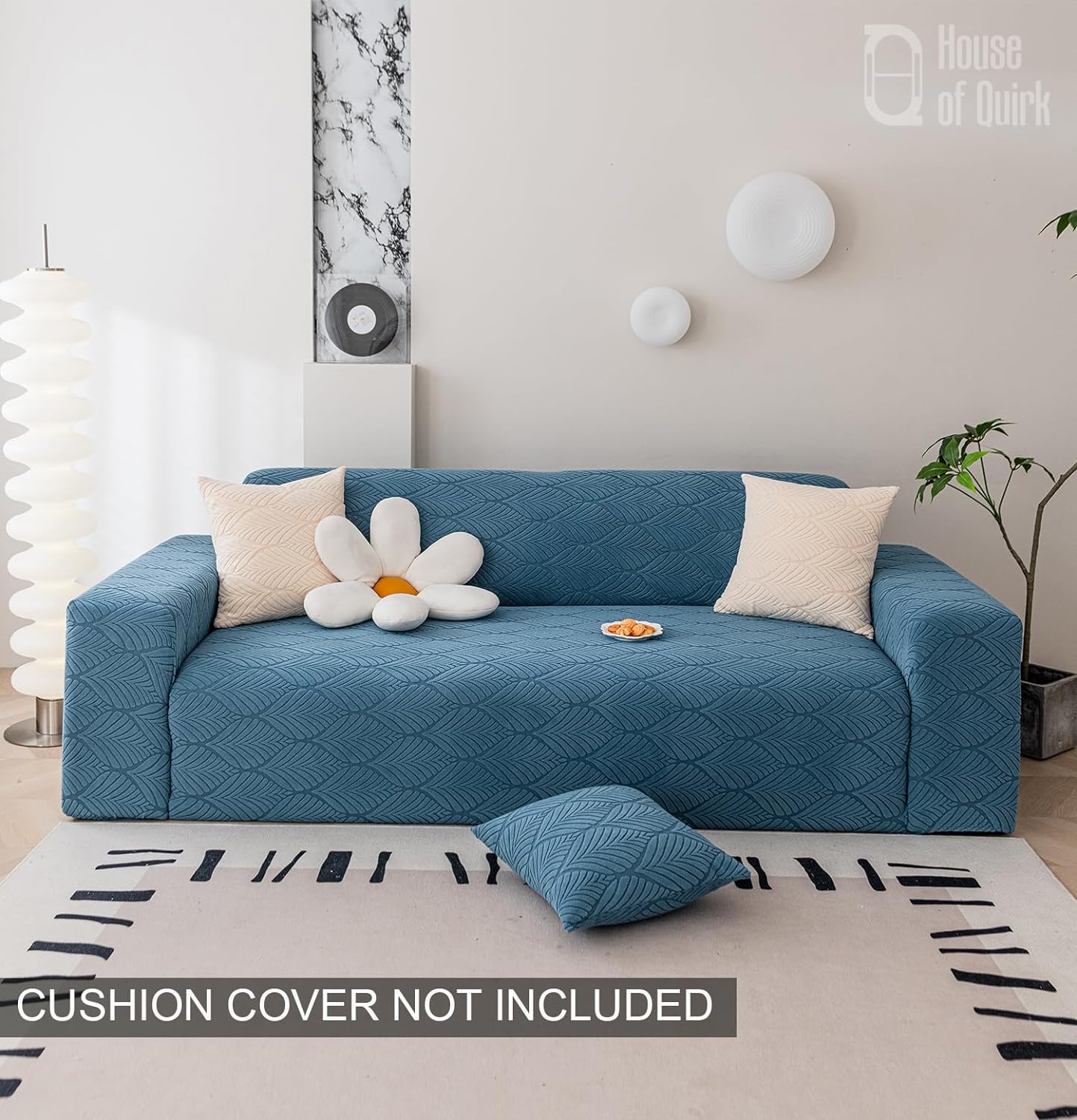 Universal Jacquard Leaf Texture Fabric Sofa Cover (Blue) – House