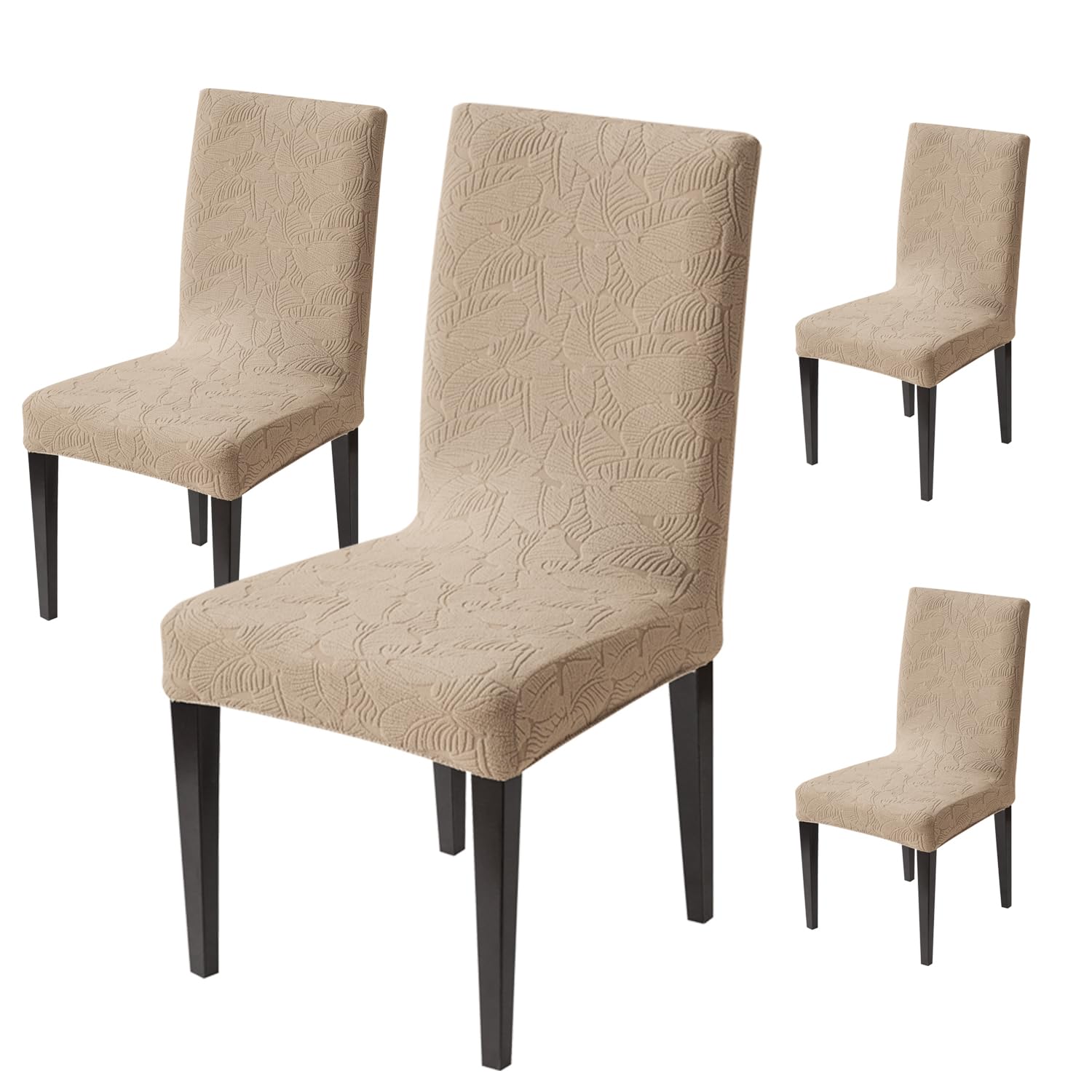 Stretch Jacquard Dining Chair Cover – Universal Fit, 220 GSM (Khaki)