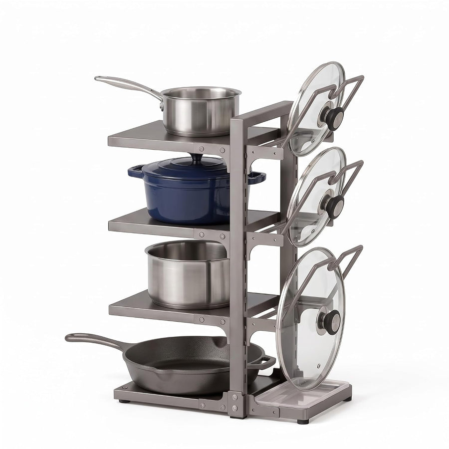 4 Layer Kitchen Storage Rack with Pot Stand - Grey