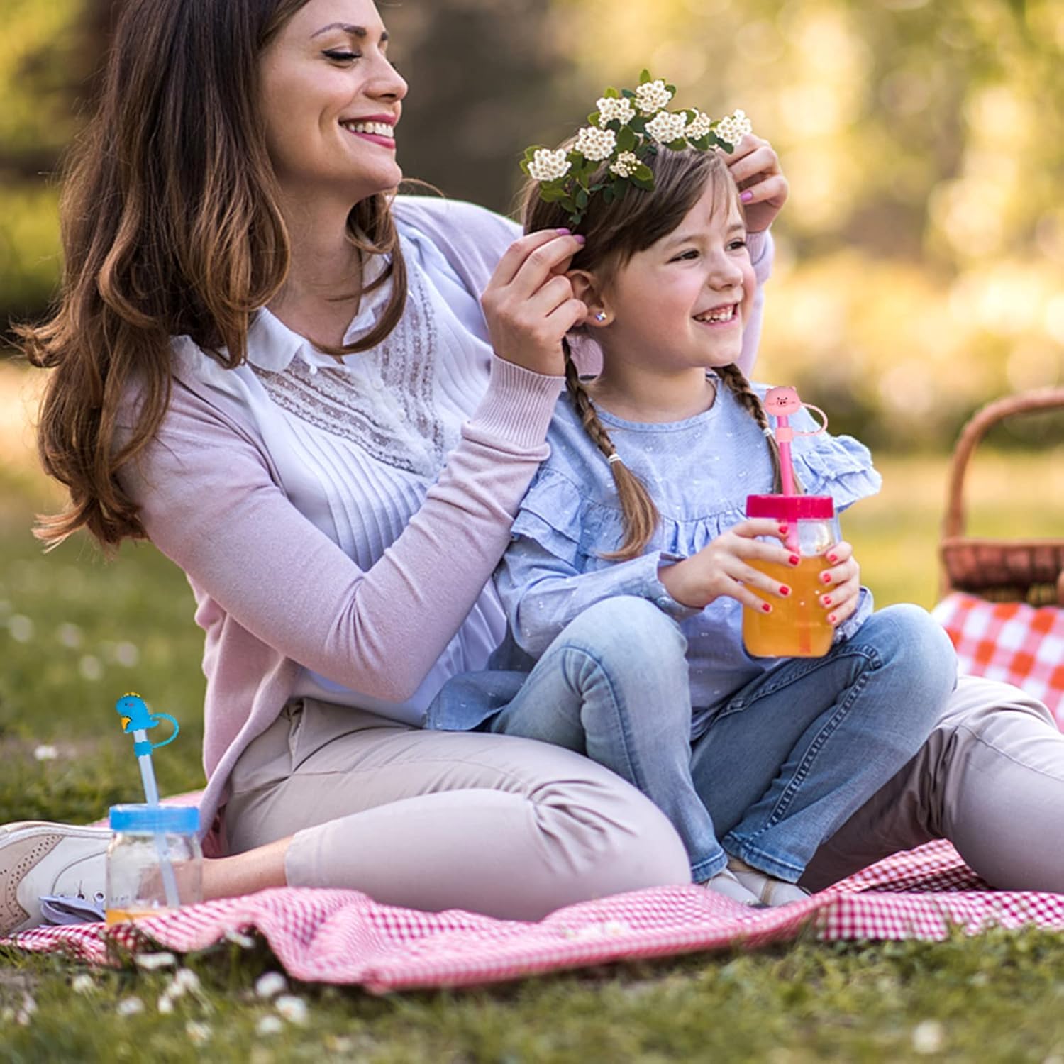 4PCS Silicone Straw Covers Reusable Toppers for 8mm Straw (Tumbler Not Included)