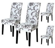 Elastic Chair Cover (White/Grey Demask)