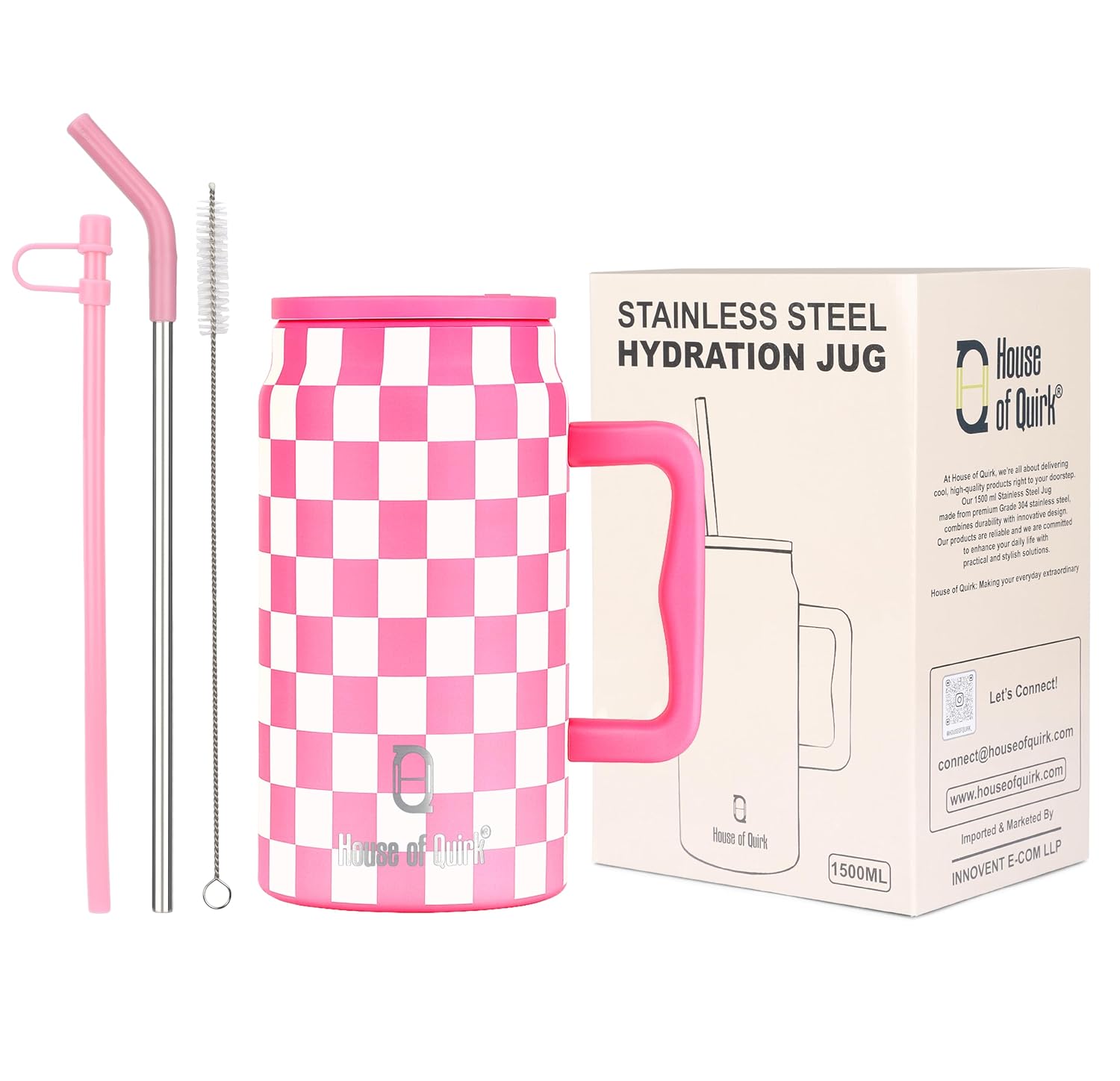 1500ML Mug Tumbler with Handle and Straw Lid