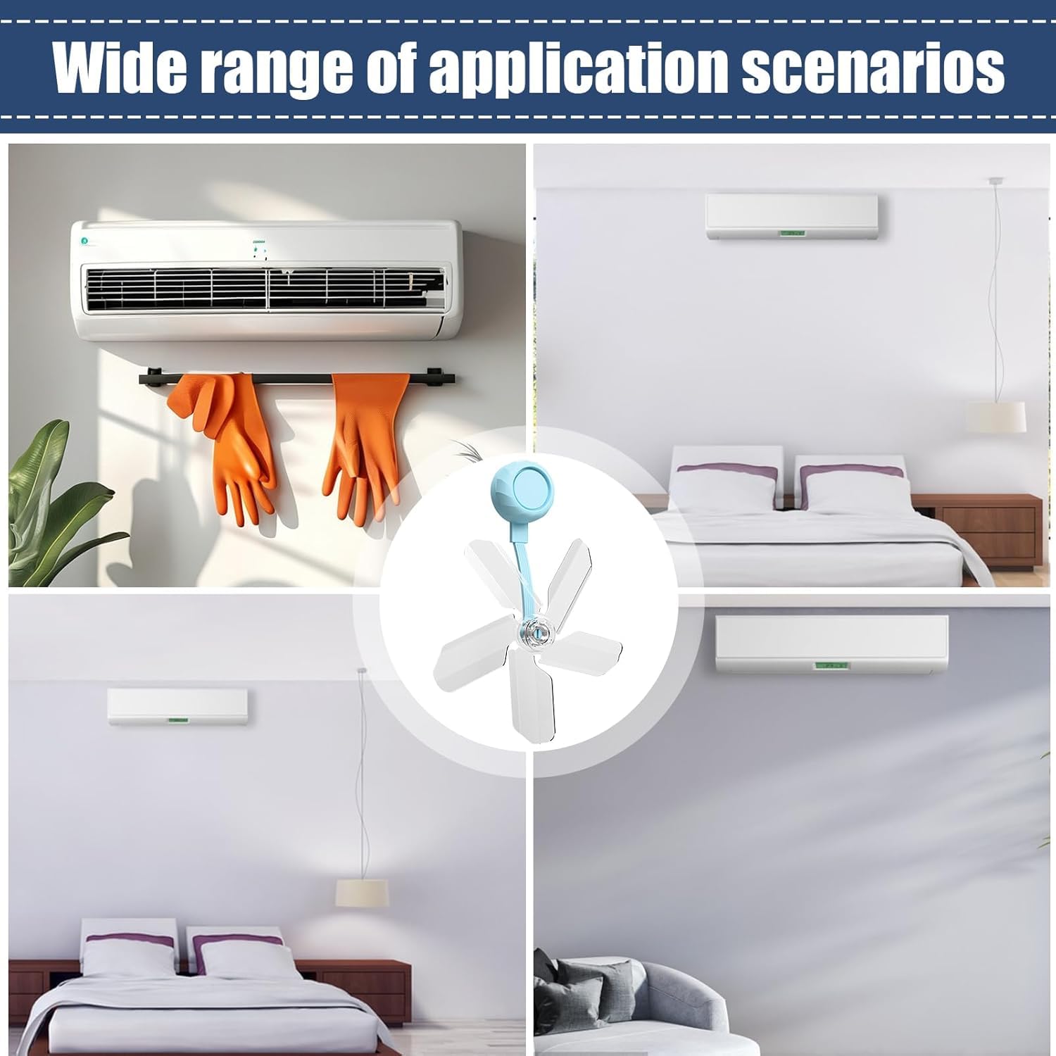 3-Piece Adjustable AC Wind Deflector with Suction Cups – Prevent Direct Cold Air (Blue)