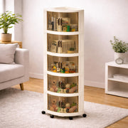 Foldable Triangular Storage Cabinet with Wheels (Cream)