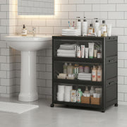 Foldable Storage Box with Wheels & Transparent Windows (Black, 62cm)