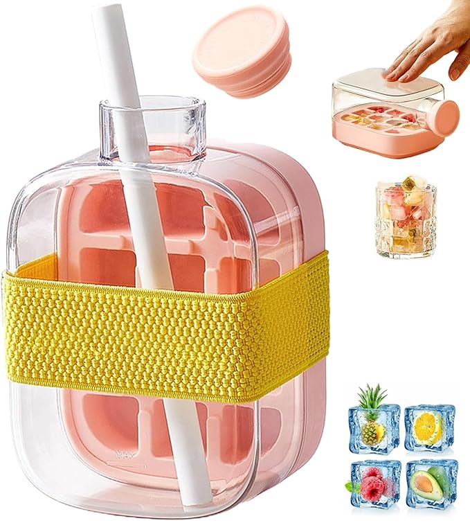 2-in-1 Ice Cube Bottle with Ice Maker Tray & Water Bottle with Lid (500ml )