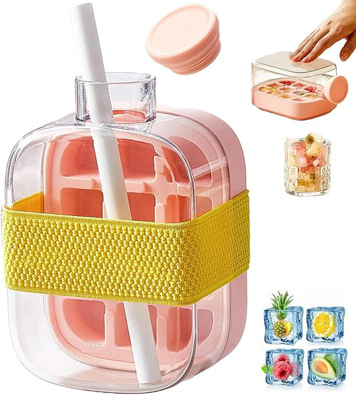 2-in-1 Ice Cube Bottle with Ice Maker Tray & Water Bottle with Lid (500ml )