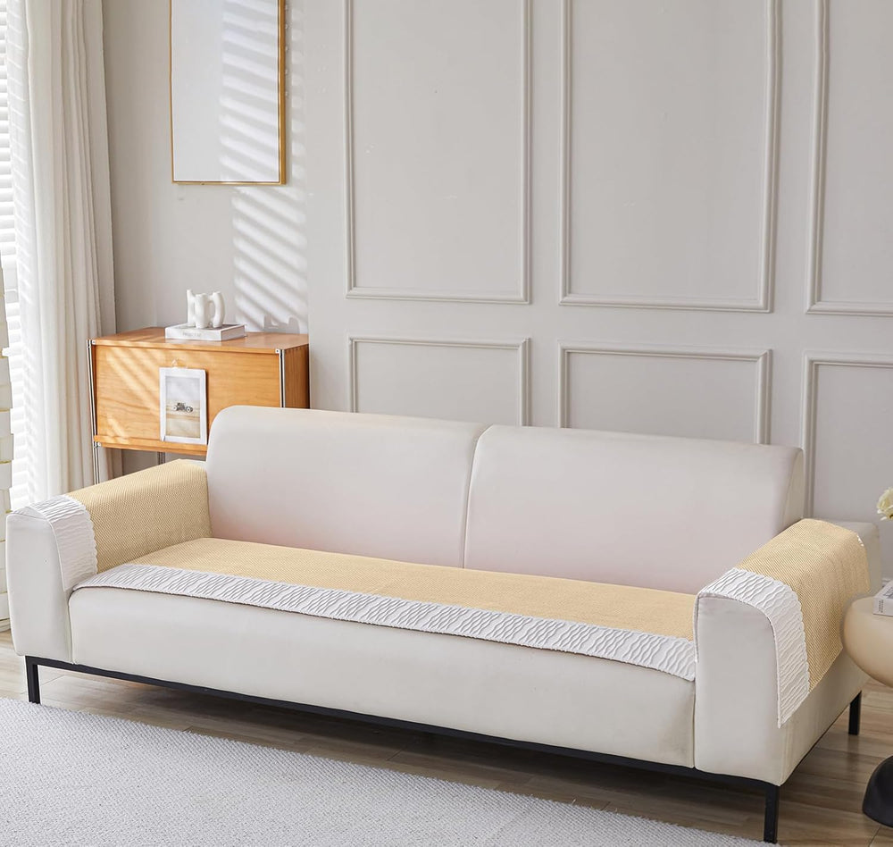 Corduroy French Style Sofa Cover Set – 3 Pcs Set (2pc Armrest Covers 50x70cm + 1pc Seat Cover) Gold