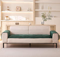 Velvet Palm Leaves Pattern Quilted Sofa Cover Set – 3-Piece Set (2 Armrest Covers 50x70cm + 1 Seat Cover) Green