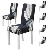 House of Quirk Elastic Chair Cover Stretch Removable Washable (Black Fern)