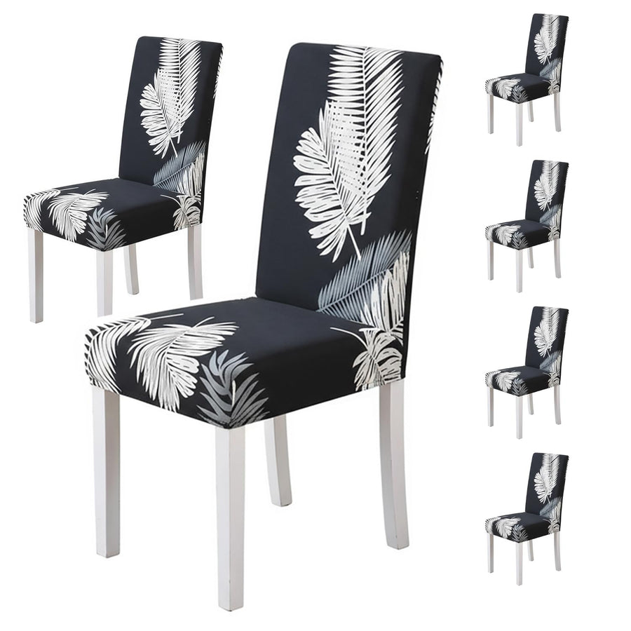 House of Quirk Elastic Chair Cover Stretch Removable Washable (Black Fern)