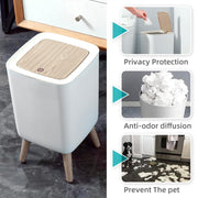 Bathroom Trash Cans with Lids 10 Litre (White)