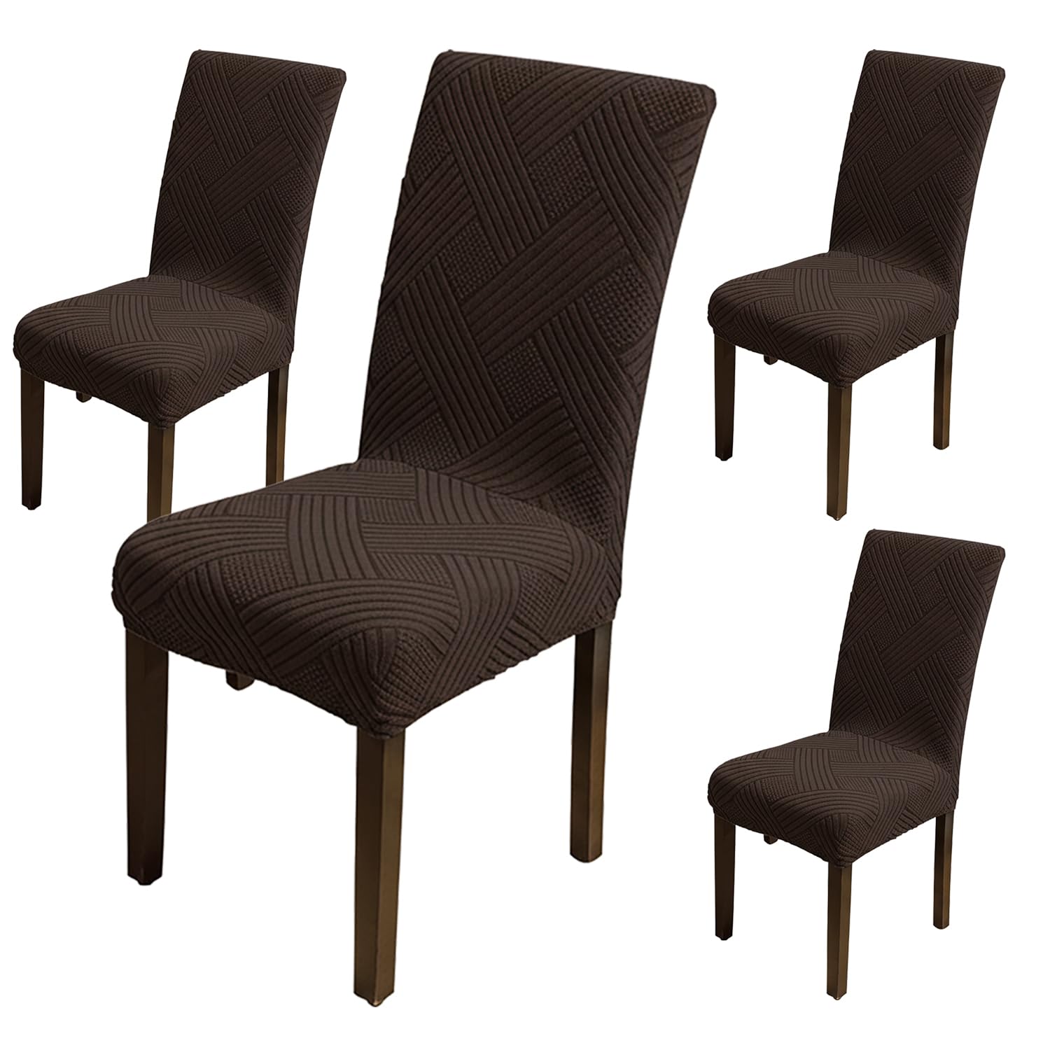 Universal Fit Elegant Jacquard Chair Cover – 220 GSM Stretch Fabric (Brown)