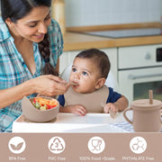 9 Pcs Silicone Feeding Set for Babies | Airplane Divided Plate & Bowl, Spoons, Forks & Bib