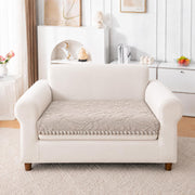 Rabbit Plush Sofa Mat Floral Design - Almond