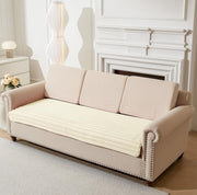 3D Striped Rabbit Plush Soft Sofa Mat Anti-Slip Fuzzy Plush- Cream