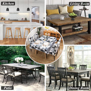 Dining Chair Cover With Table Covers (Black Triangle, 1 Table Cover + 6 Chair Cover)
