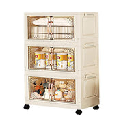 Storage Cabinet with Wheels, Rolling Organizer for Home ( 55CM, Cream)