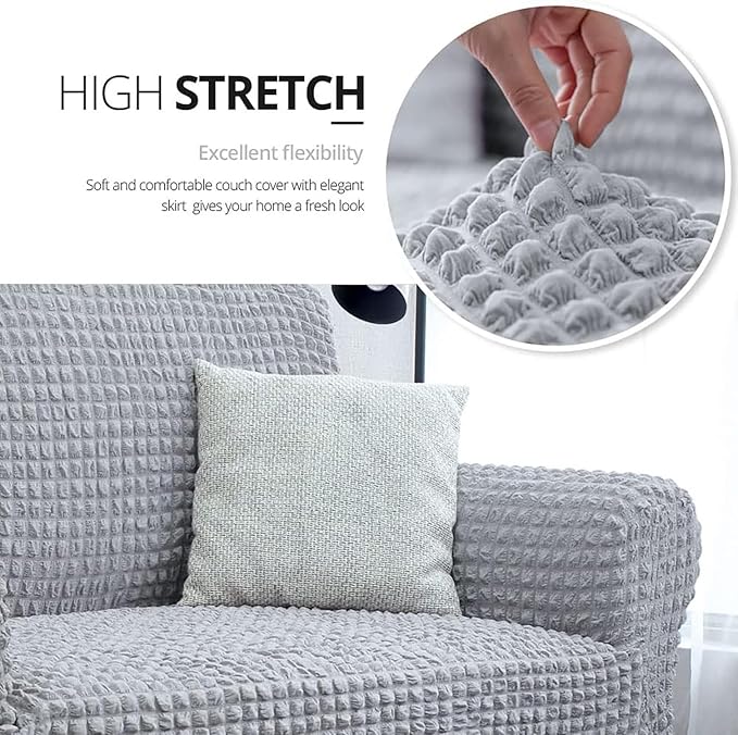 Turkish Bubble Frill 280 GSM Sofa Slipcovers (Smoke)