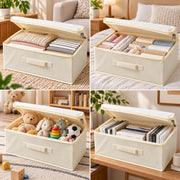Linen Storage Box with Zipper - Off-White