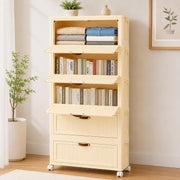 Slim Bathroom Storage Cabinet with Wheels & Drawers - White