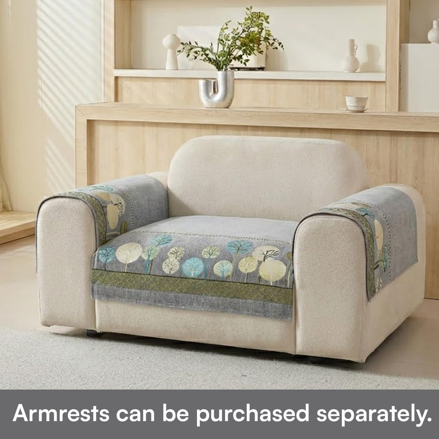 Moontree Series Chenille Jacquard Couch Cover – Quilted Non-Slip Washable Sofa Slipcover (Grey)