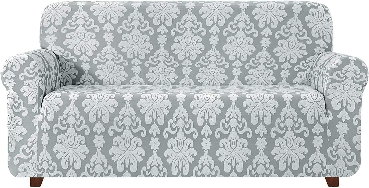 Jacquard Damask Sofa Slipcovers (Pastel Green)