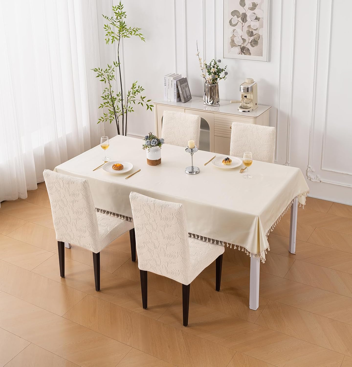 Stretchable Jacquard Dining Chair Cover – Universal Fit, 220 GSM-Khaki