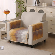 Reversible Printed Quilted Sofa Cover Mats for 1/2/3/4 Seater Sofa Cover- Gold Tide