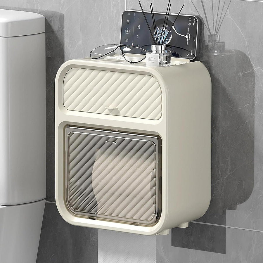 Punch-Free Paper Holder Wall-Mounted (Beige)