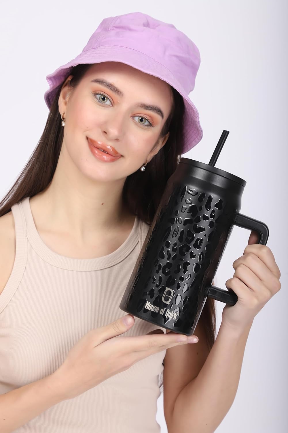 1500ML Mug Tumbler with Handle and Straw Lid (Printed)