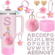 8PCS Cup Accessories Set Alphabet Letter Charms (Raspberry) Tumbler Not Included
