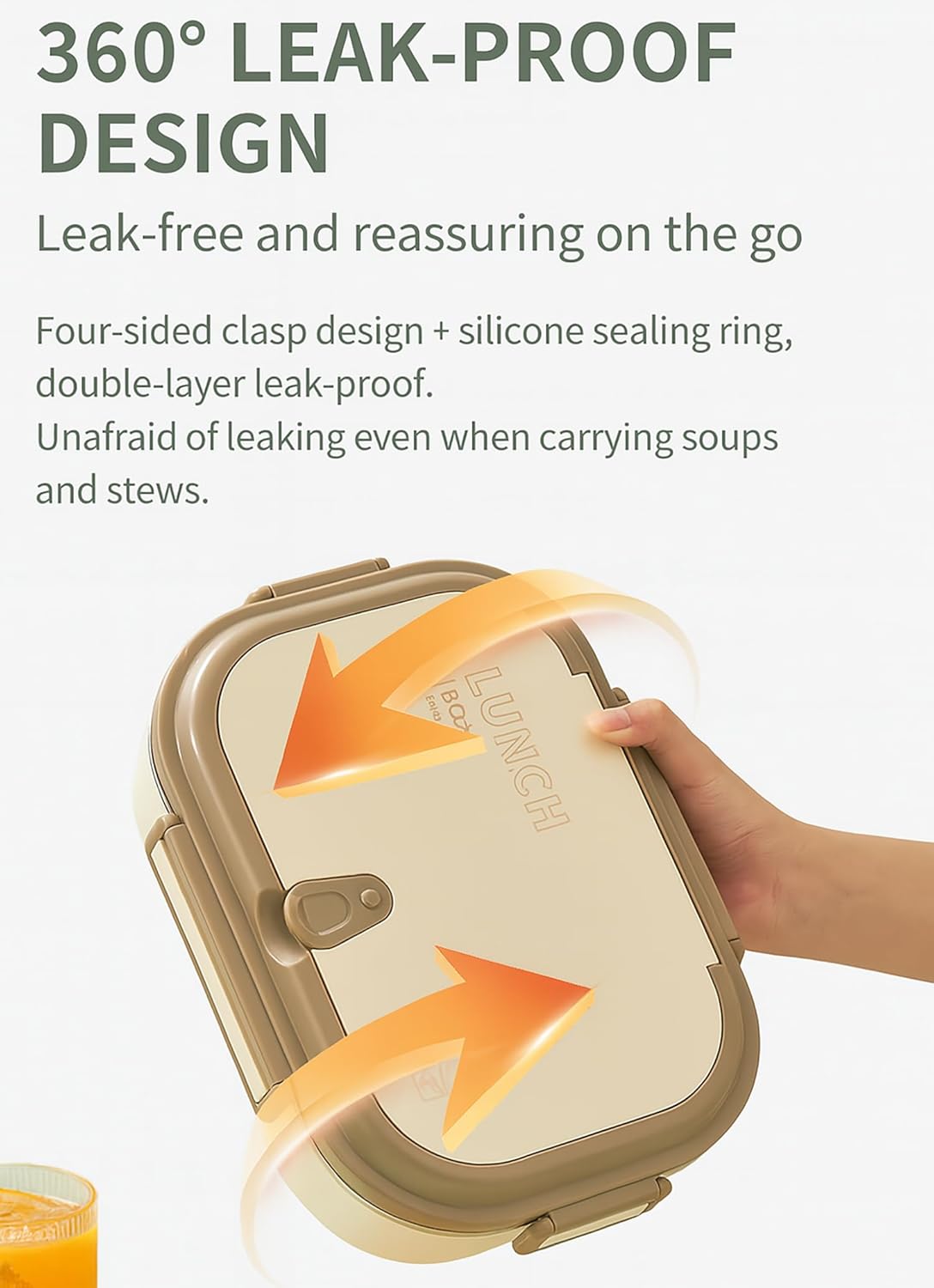 304 Stainless Steel Insulated Lunch Box with 4 Compartments (Beige)