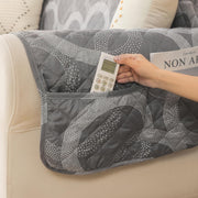 Gulnaar Series Anti-Slip Sofa Cover Mat with Pocket – Polyester Couch Protector(Silver Orbit)