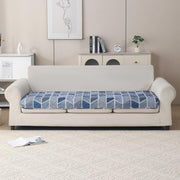 'Aura Petal Series' Quilted Sofa Mat Printed – Anti Slip (Hexa Blue)