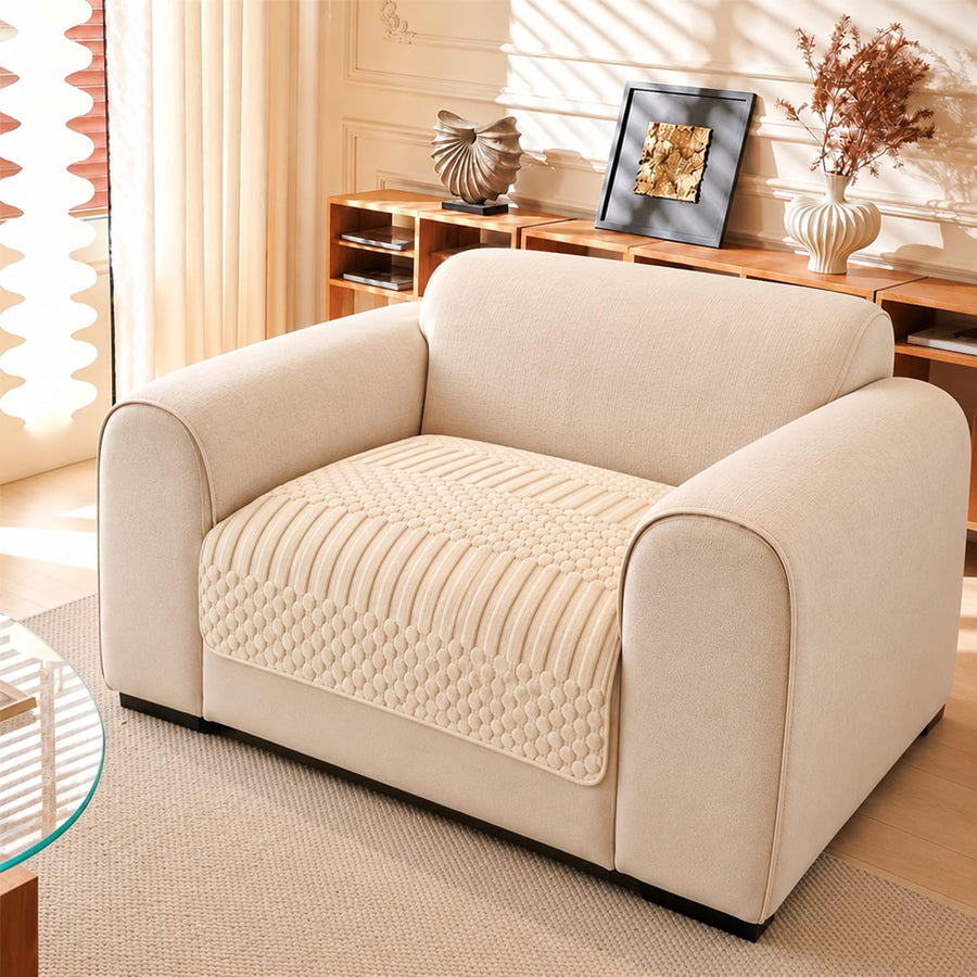 Ridge Plush Sofa Mat Floral Design - Ivory