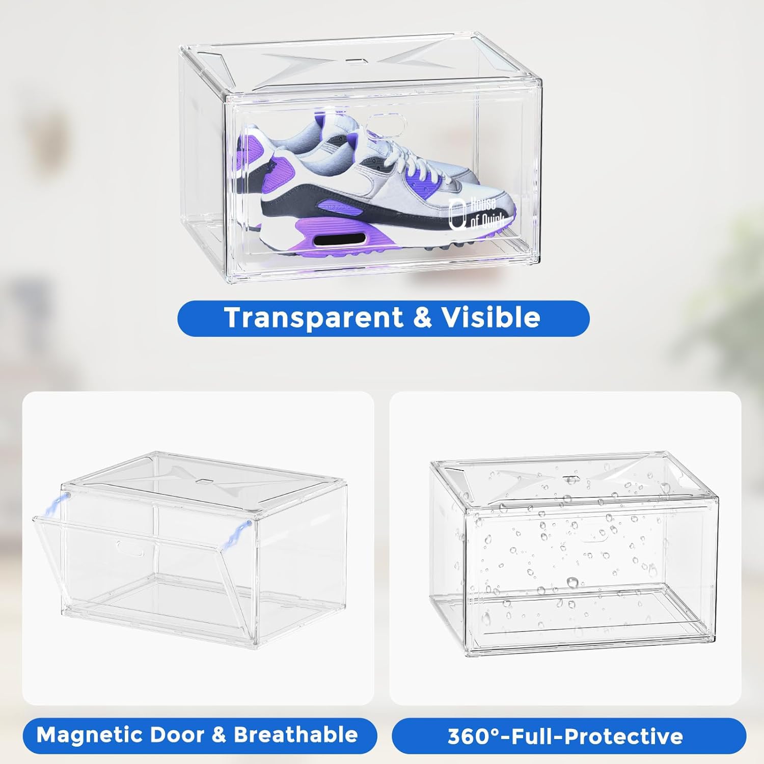 Shoe Storage Organizer Boxes Black