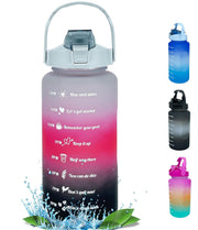 2000 ML Motivational Water Bottle With Straw and 3D stickers- (Pack of 1)