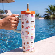 1200ML Stainless Steel Tumbler with Handle & Pop-Up Lid (Printed)