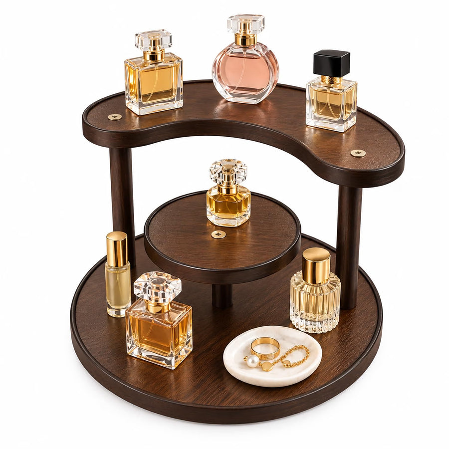 Wooden Perfume Organizer 3-Tier Display Rack - Brown