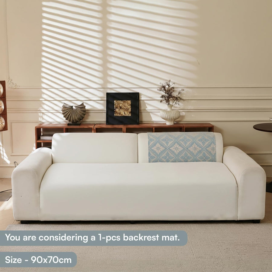 Lumen Series Chenille Jacquard Couch Cover – Quilted Non-Slip Washable Sofa (Blue)