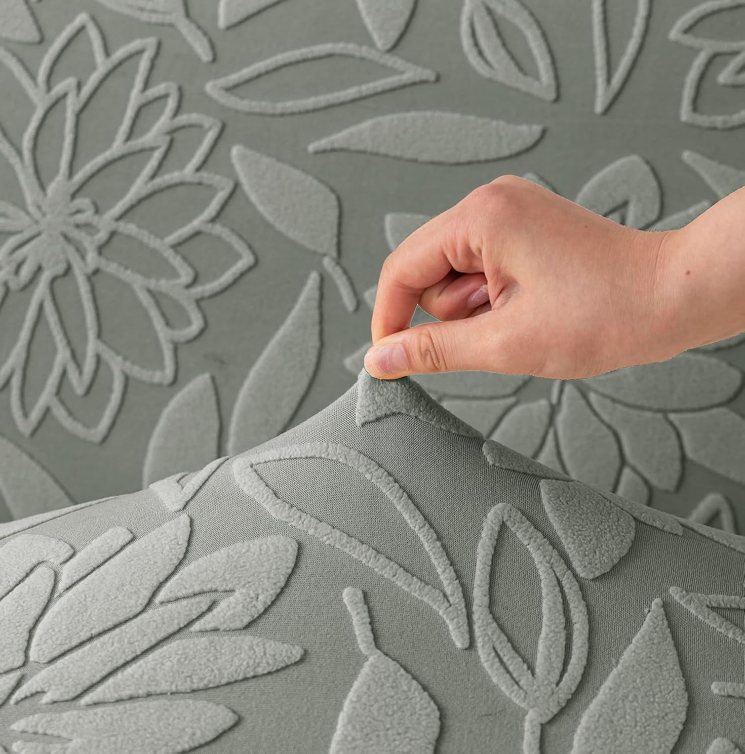 Universal Jacquard Waterproof Camellia 3 + 2 Seater Sofa Cover (Dark Grey)