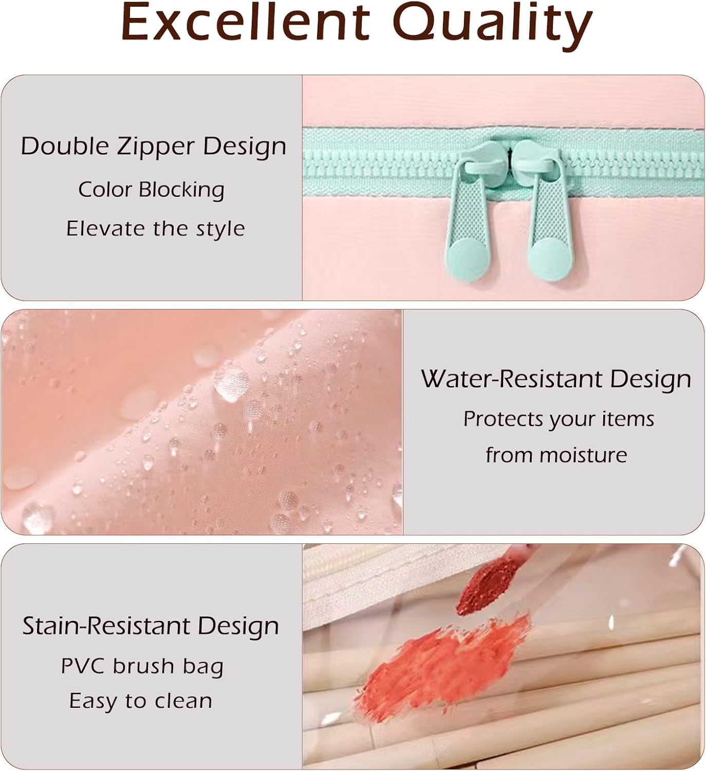 Travel Makeup Bag for Women – Lay Flat Cosmetic Bag with Compartments, Handle