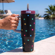 1200ML Stainless Steel Tumbler with Handle & Pop-Up Lid (Printed)