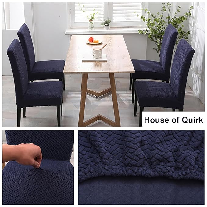 Elastic Jacquard Chair Cover (Navy Blue)