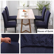 Elastic Jacquard Chair Cover (Navy Blue)