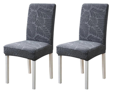 Jacquard Leaf Chair Cover-Charcoal